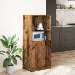 vidaXL Keukenkast 57x41,5x131,5 cm bewerkt hout oud houtkleurig