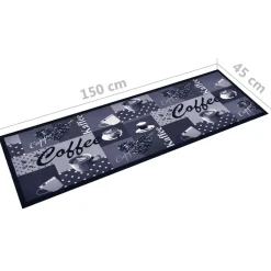vidaXL Keukenmat wasbaar Coffee 45x150 cm blauw