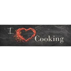 vidaXL Keukenmat wasbaar cooking-print 45x150 cm fluweel zwart