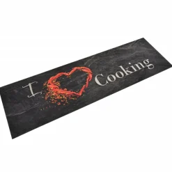 vidaXL Keukenmat wasbaar cooking-print 45x150 cm fluweel zwart