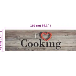 vidaXL Keukenmat wasbaar cooking-print 45x150 cm fluweel grijs