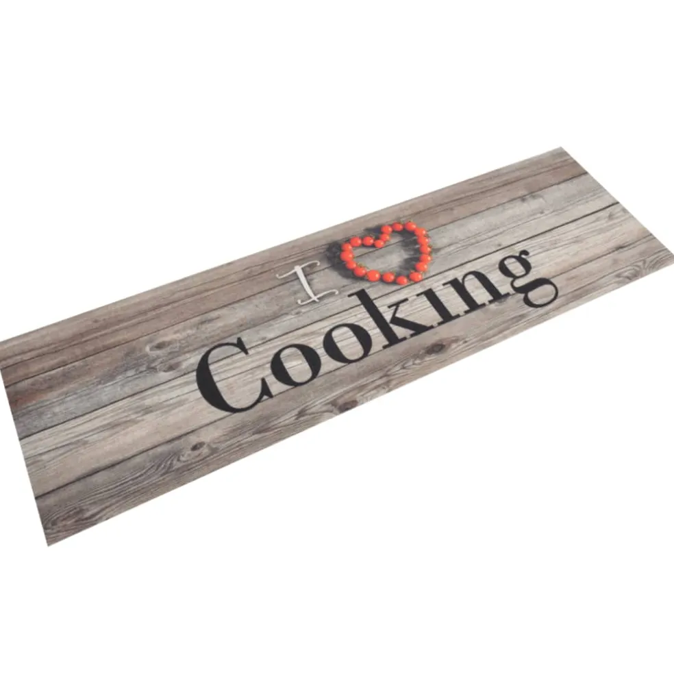 vidaXL Keukenmat wasbaar cooking-print 45x150 cm fluweel grijs