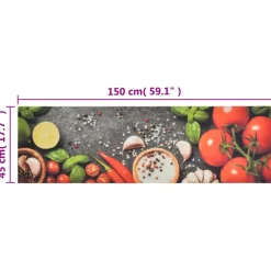 vidaXL Keukenmat wasbaar groenteprint 45x150 cm fluweel