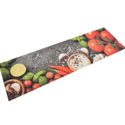 vidaXL Keukenmat wasbaar groenteprint 45x150 cm fluweel