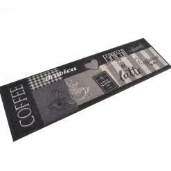 vidaXL Keukenmat wasbaar koffieprint 45x150 cm fluweel zwart