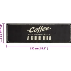vidaXL Keukenmat wasbaar koffietekst 45x150 cm fluweel