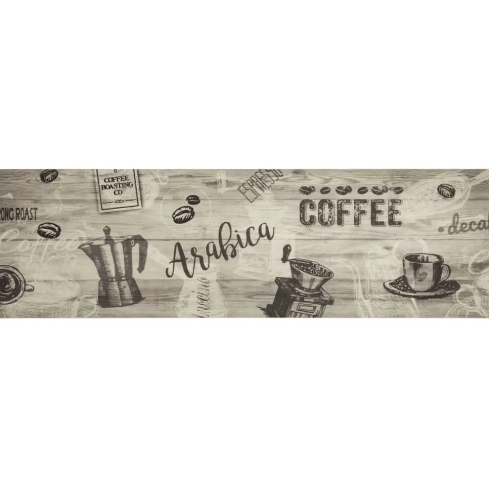 vidaXL Keukenmat wasbaar koffieprint 45x150 cm fluweel grijs