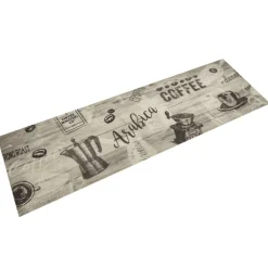 vidaXL Keukenmat wasbaar koffieprint 45x150 cm fluweel grijs