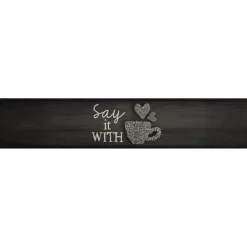 vidaXL Keukenmat wasbaar kopjeprint 60x300 cm fluweel zwart