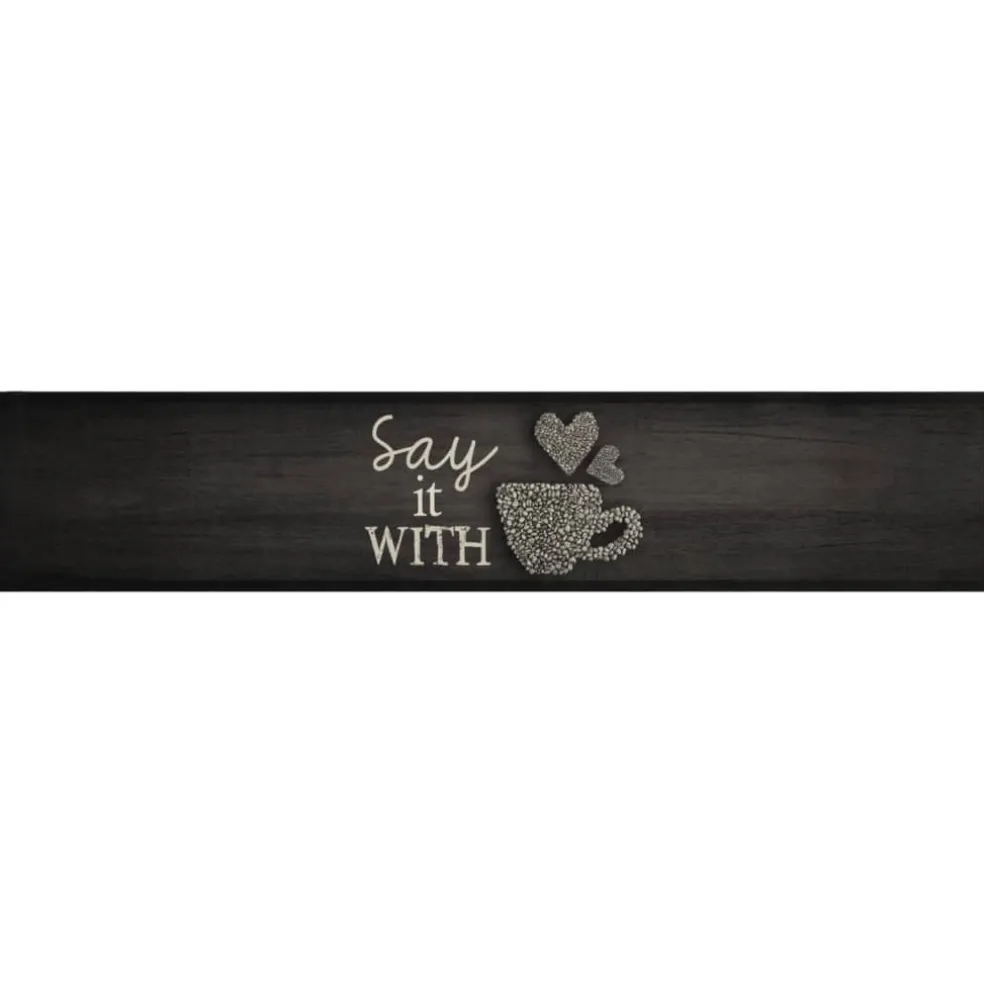 vidaXL Keukenmat wasbaar kopjeprint 60x300 cm fluweel zwart