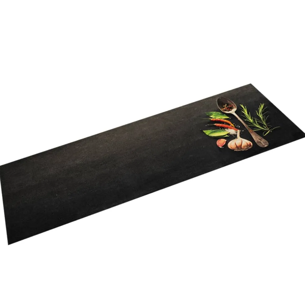 vidaXL Keukenmat wasbaar kruidenprint 45x150 cm fluweel