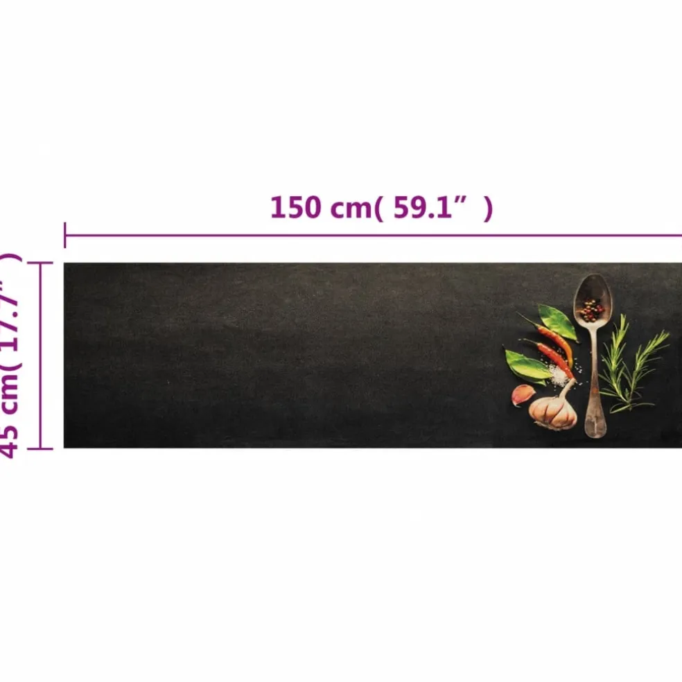 vidaXL Keukenmat wasbaar kruidenprint 45x150 cm fluweel