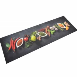 vidaXL Keukenmat wasbaar kruidenprint 60x180 cm fluweel