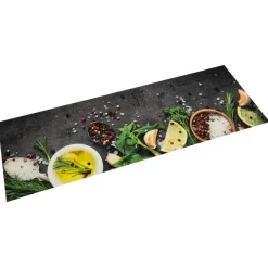 vidaXL Keukenmat wasbaar kruidenprint 45x150 cm fluweel