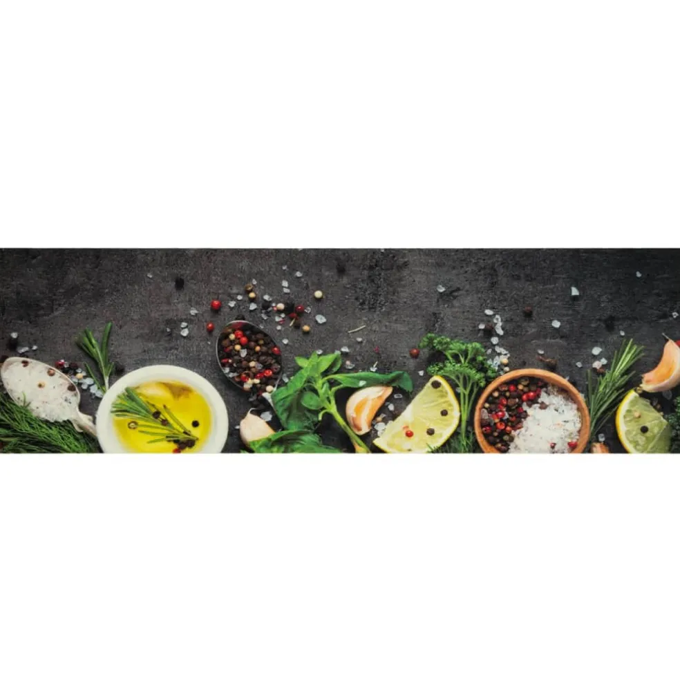 vidaXL Keukenmat wasbaar kruidenprint 45x150 cm fluweel