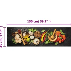 vidaXL Keukenmat wasbaar kruidenprint 45x150 cm fluweel