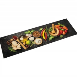 vidaXL Keukenmat wasbaar kruidenprint 45x150 cm fluweel