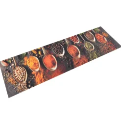 vidaXL Keukenmat wasbaar lepel- en kruidenprint 45x150 cm fluweel