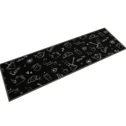 vidaXL Keukenmat wasbaar ochtendprint 45x150 cm fluweel zwart