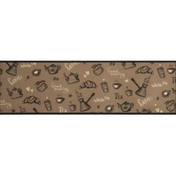 vidaXL Keukenmat wasbaar ochtendprint 45x150 cm fluweel bruin