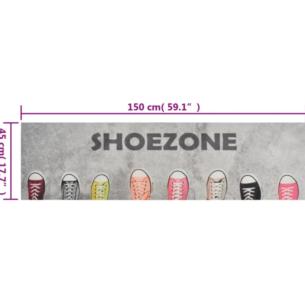 vidaXL Keukenmat wasbaar shoezone-print 45x150 cm fluweel