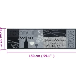 vidaXL Keukenmat wasbaar wijnprint 45x150 cm fluweel grijs