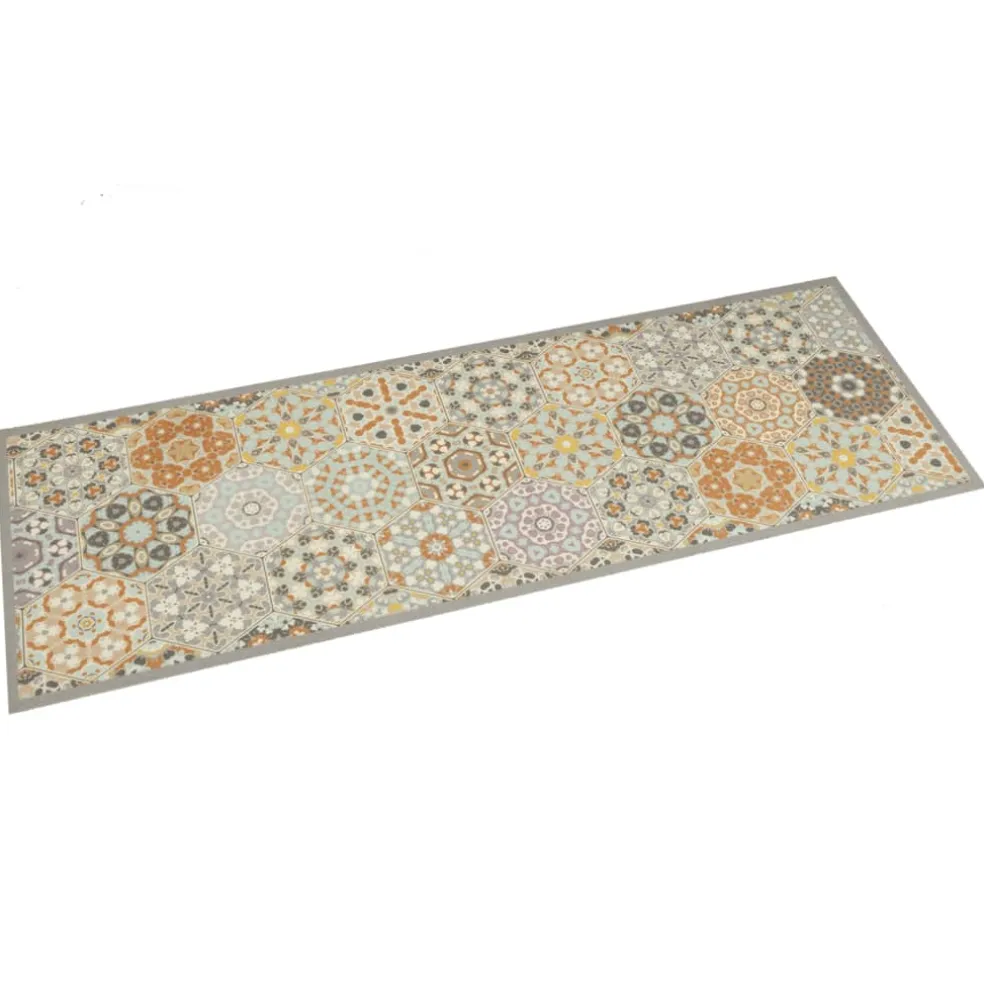 vidaXL Keukenmat wasbaar zeshoekpastelprint 45x150 cm fluweel