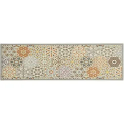 vidaXL Keukenmat wasbaar zeshoekpastelprint 45x150 cm fluweel