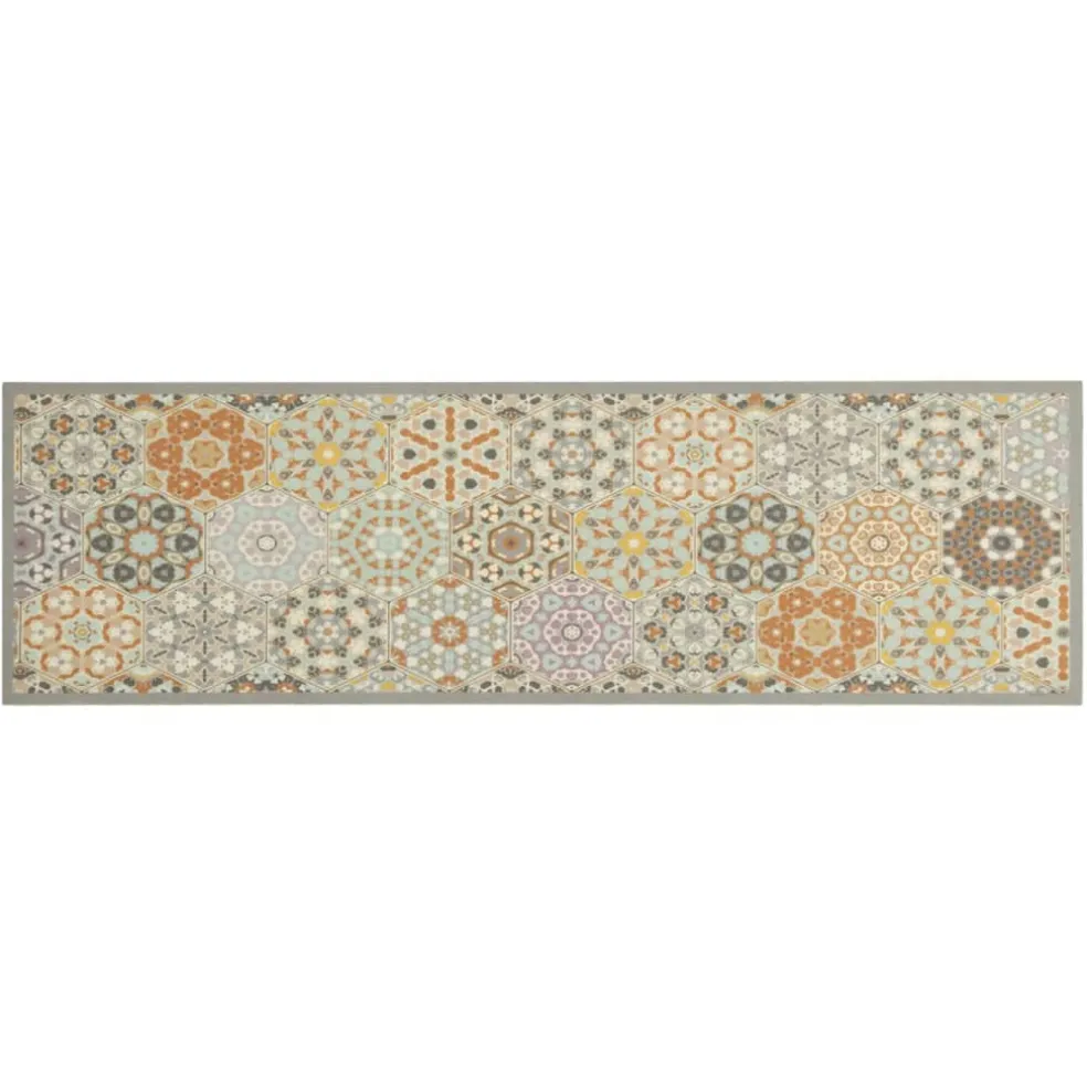 vidaXL Keukenmat wasbaar zeshoekpastelprint 45x150 cm fluweel