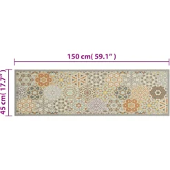 vidaXL Keukenmat wasbaar zeshoekpastelprint 45x150 cm fluweel