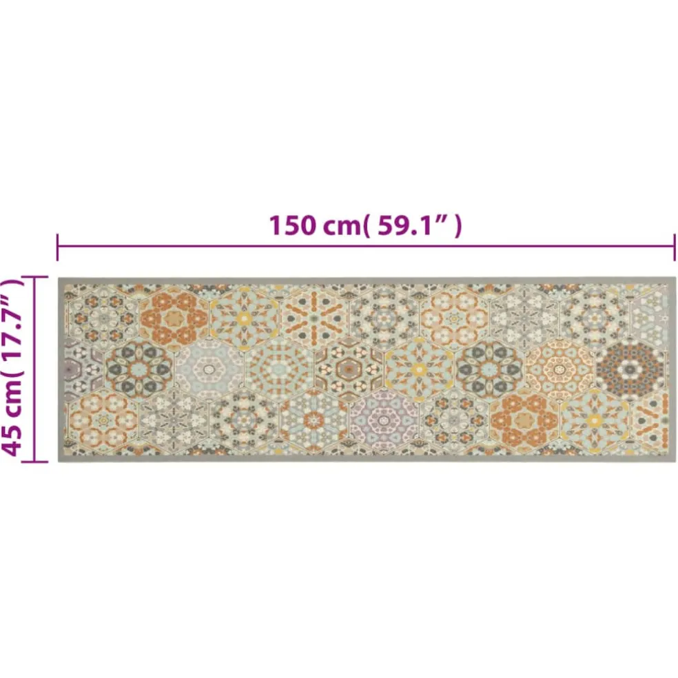 vidaXL Keukenmat wasbaar zeshoekpastelprint 45x150 cm fluweel