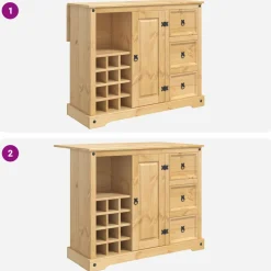 VidaXL Keukenopslag Honing Wax 112 x 70 x 91,5 cm Massief dennenhout