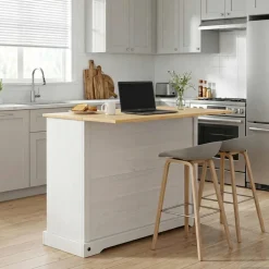 VidaXL Keukenopslag met lade Wit en Honing Was 112 x 70 x 91,5 cm