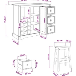 vidaXL Keukenopslag 2 st Honing Wax 112 x 77 x 90 cm