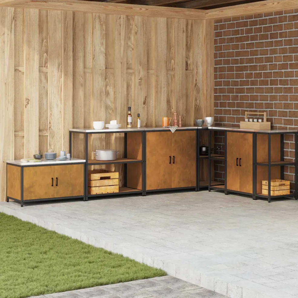 vidaXL Keukenplankeenheid HATTEM Roestig 90 x 50 x 92 cm Staal