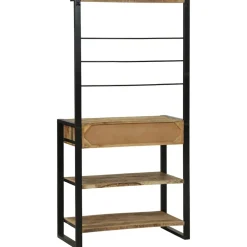 vidaXL Keukenrek Bruin en zwart 80 x 40 x 160 cm Massief Mango Hout