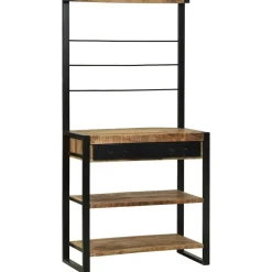 vidaXL Keukenrek Bruin en zwart 80 x 40 x 160 cm Massief Mango Hout