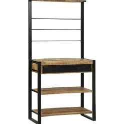 vidaXL Keukenrek Bruin en zwart 80 x 40 x 160 cm Massief Mango Hout
