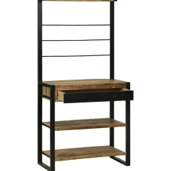 vidaXL Keukenrek Bruin en zwart 80 x 40 x 160 cm Massief Mango Hout