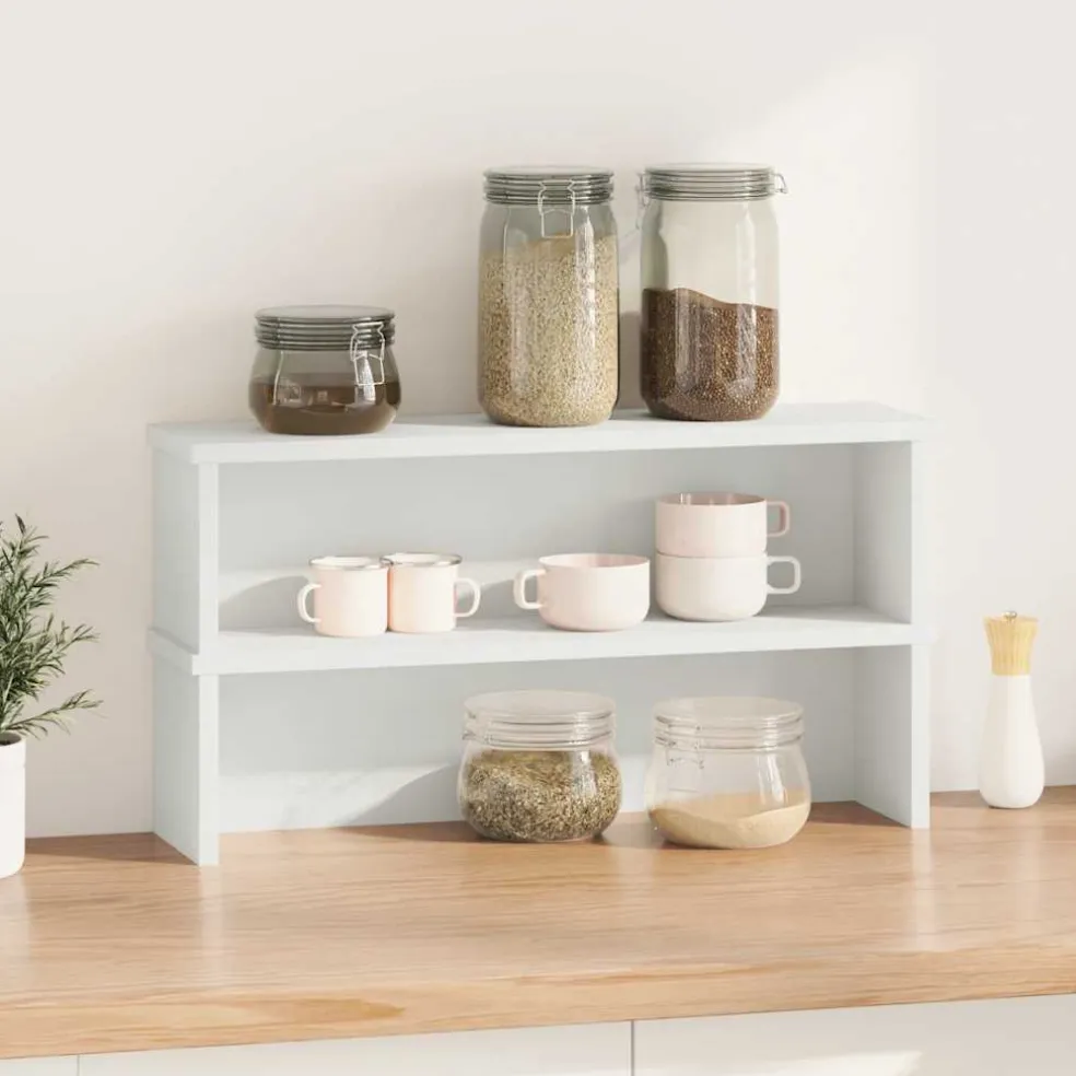 vidaXL Keukenrekken stapelbaar 2 st 50x15x16 cm wit