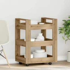 vidaXL Keuken Trolley Artisan Eiken 60 x 45 x 80 cm Bewerkt hout