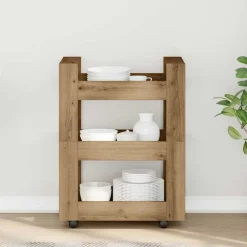 vidaXL Keuken Trolley Artisan Eiken 60 x 45 x 80 cm Bewerkt hout