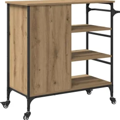 vidaXL Keuken Trolley Artisan Eiken 87.5 x 39 x 84.5 cm Bewerkt hout