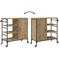 vidaXL Keuken Trolley Artisan Eiken 87.5 x 39 x 84.5 cm Bewerkt hout