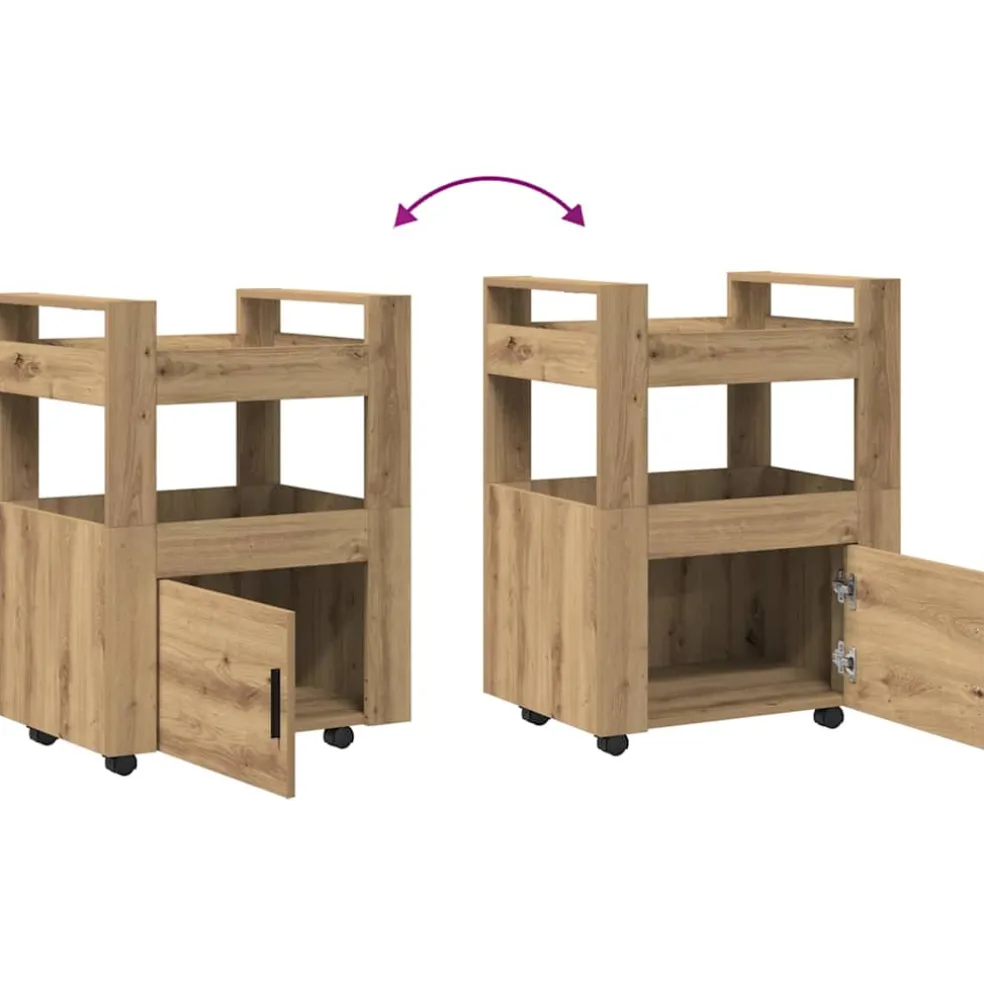 vidaXL Keuken Trolley artisanaal eikenkleurig 60 x 45 x 80 cm