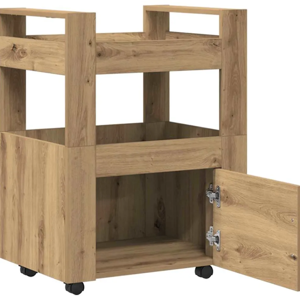 vidaXL Keuken Trolley artisanaal eikenkleurig 60 x 45 x 80 cm