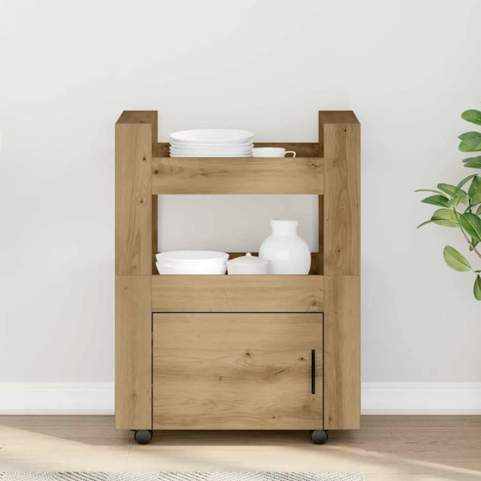 vidaXL Keuken Trolley artisanaal eikenkleurig 60 x 45 x 80 cm