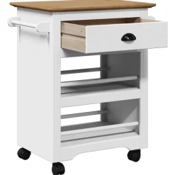 vidaXL Keukentrolley BODO 67,5x45x80 cm wit en bruin