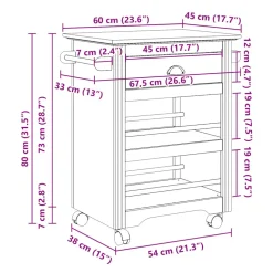 vidaXL Keukentrolley BODO 67,5x45x80 cm wit