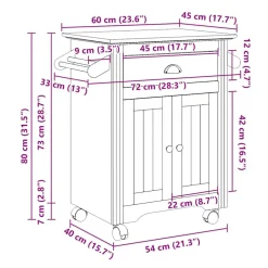 vidaXL Keukentrolley BODO 72x45x80 cm wit en bruin